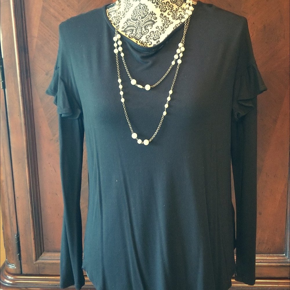 Tee with Ruffle Sleeves